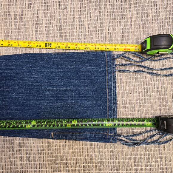 VTG Y2K Old Skool Cargo Jeans Womens 9 10 Blue Denim Boot Cut Low Rise Skater - Picture 7 of 12